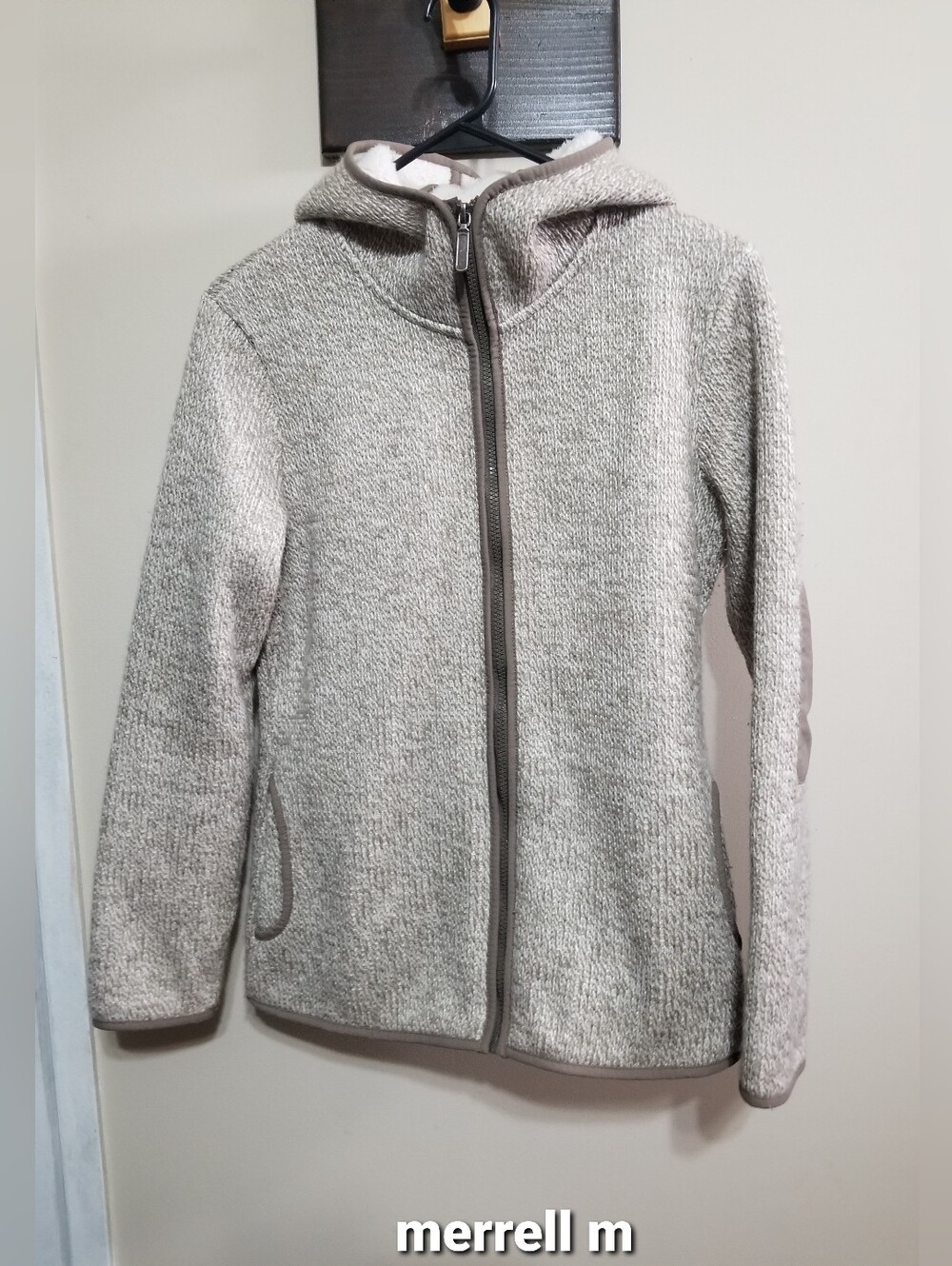 Merrell Women's Taupe Hooded Teddy Fleece Jacket Medium